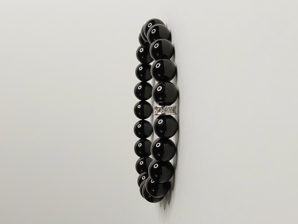 Браслет з чорного турмаліну (шерлу) з фурнітурой MILANO LUX 100386 фото