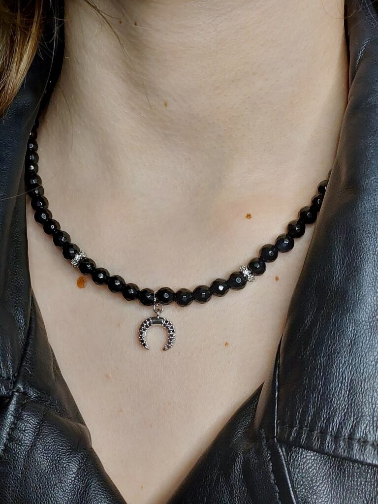 Чокер з чорного агату та фурнітури MILANO LUX