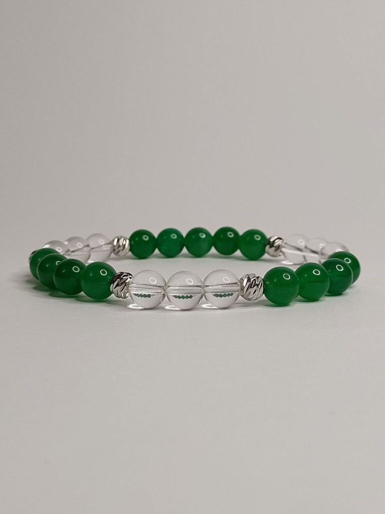 Браслет з хризопразу та гірського кришталю