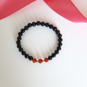 Браслет з чорного агата та сердоліку