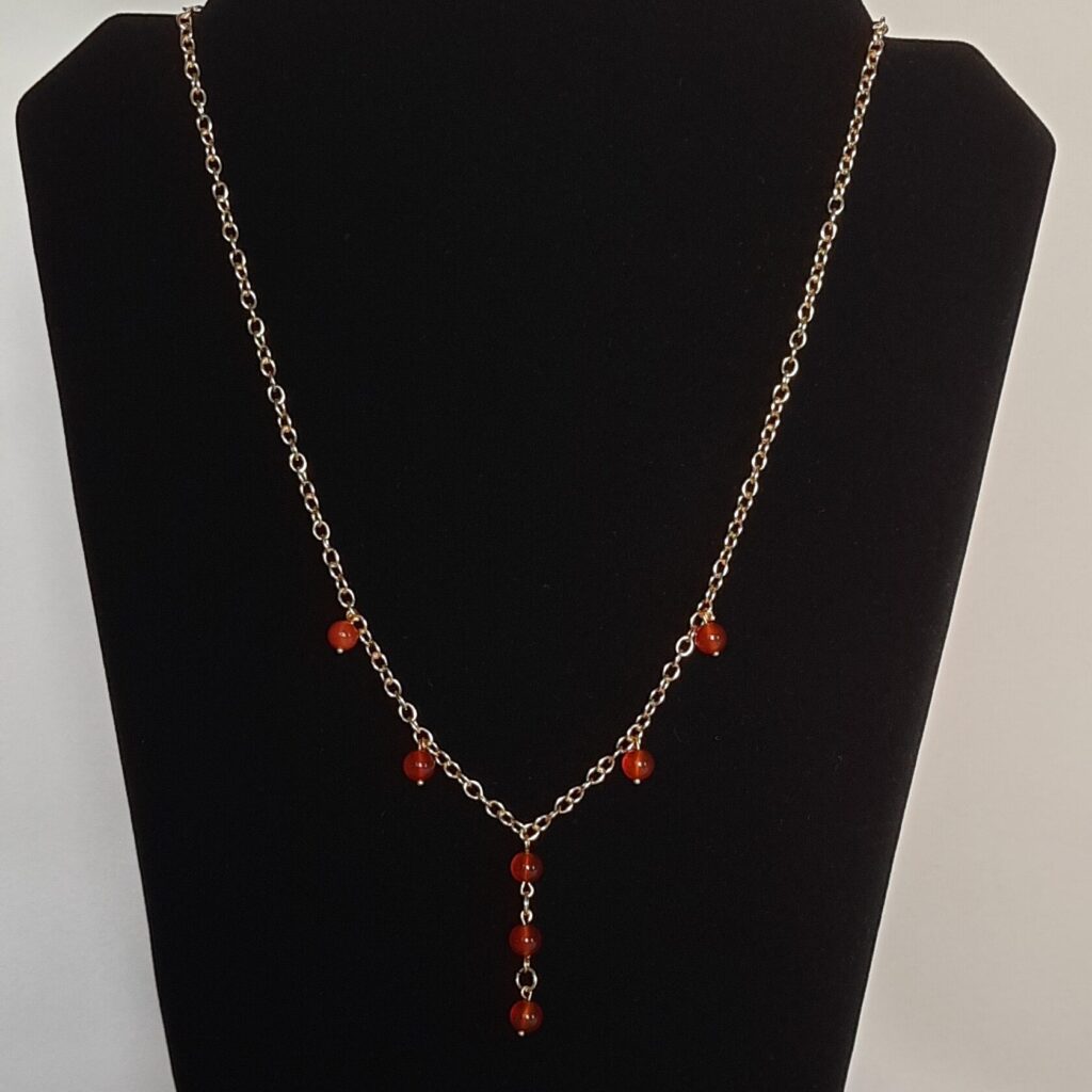 Кольє з сердоліку на ланцюгу в позолоті MILANO LUX