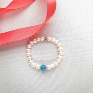 Браслет з натуральних перлин та аквамарину