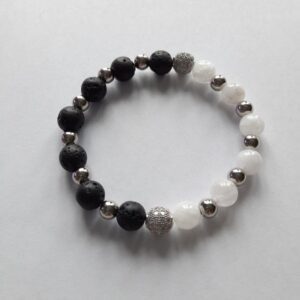 Браслет з місячного каміння, лави та фурнітури MILANO LUX