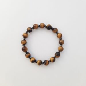 Браслет з тигрового ока та маленького чорного гематиту