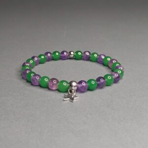 Браслет із аметиста та хризопраза, фурнітура MILANO LUX