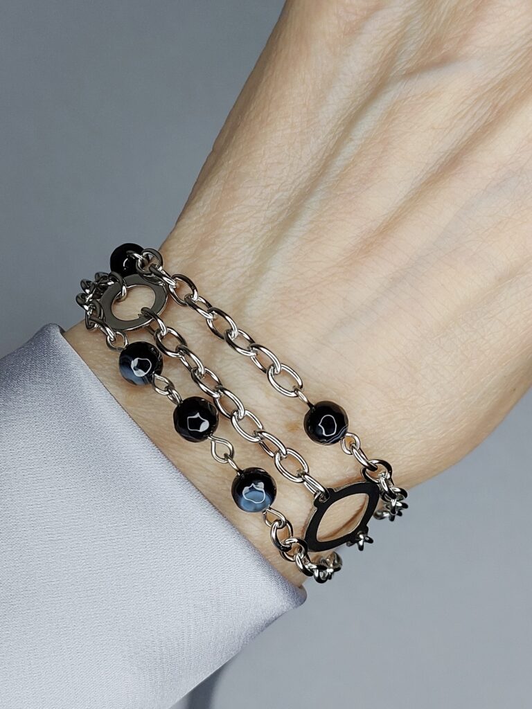 Браслет ланцюжок із агатом