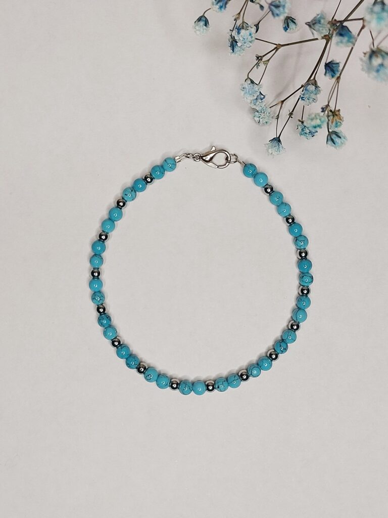 Браслет на ногу (Анклет) із натурального каміння бірюза та фурнітури MILANO LUX