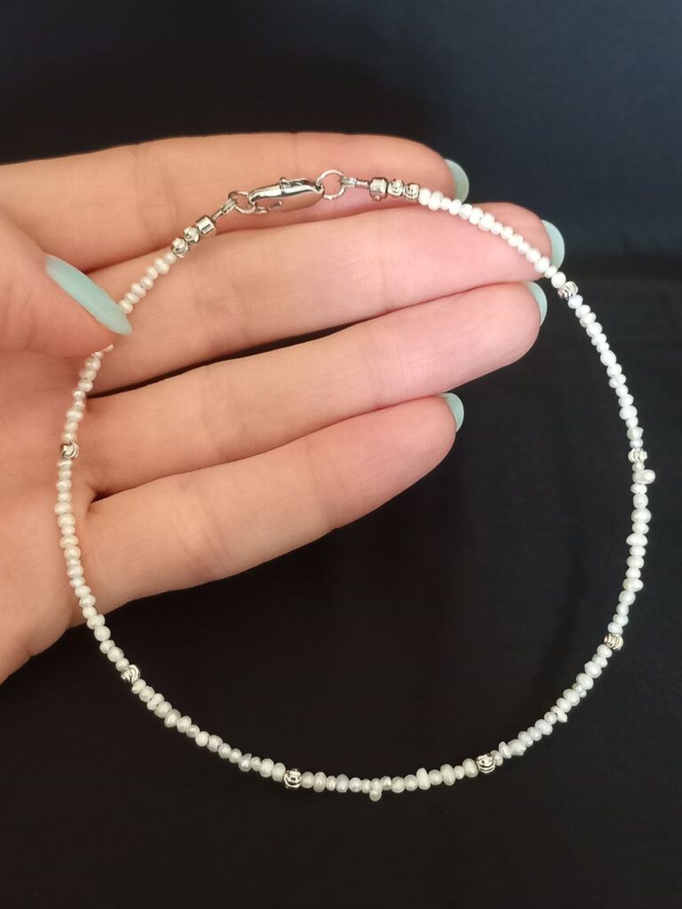 Браслет на ногу з натуральних перлів та фурнитури MILANO LUX