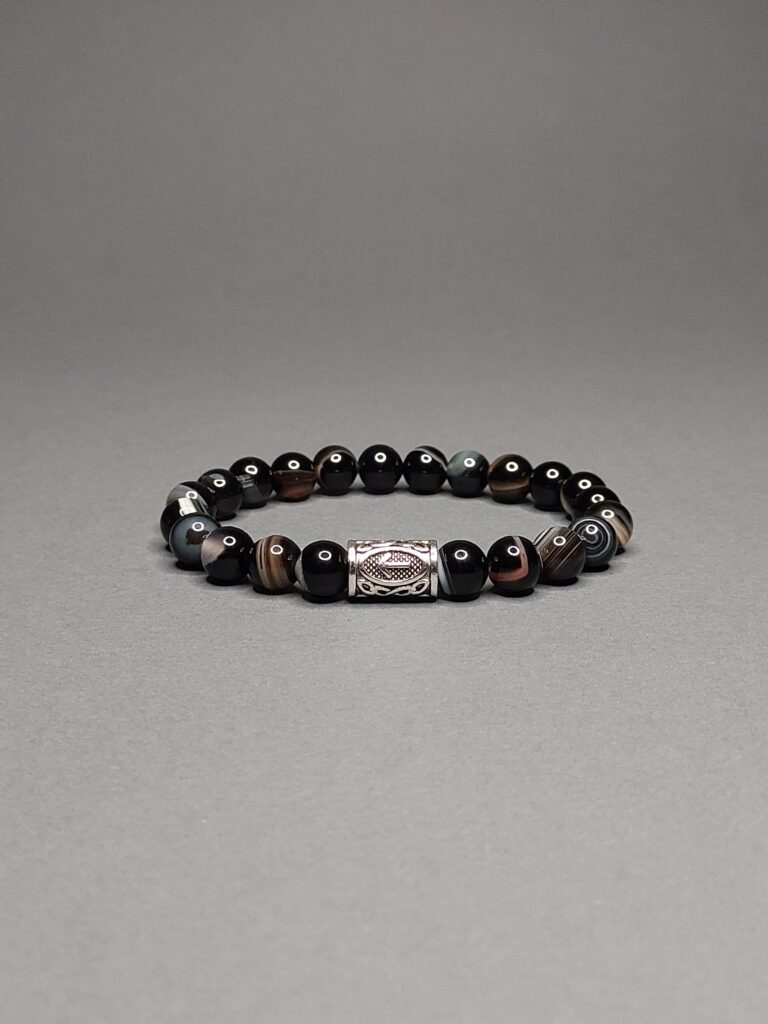 Браслет з агату вени дракону та руни Тейваз “Перемога”