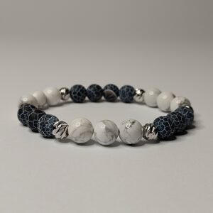 Браслет з морозного агату та кахолонга, фурнітура MILANO LUX