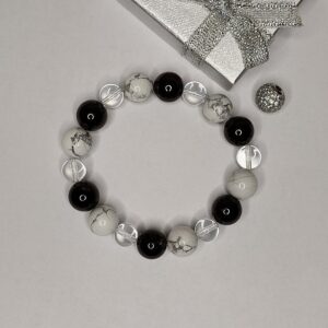 Браслет з гранату, кахолонгу та гірського кришталю "Три стихії"