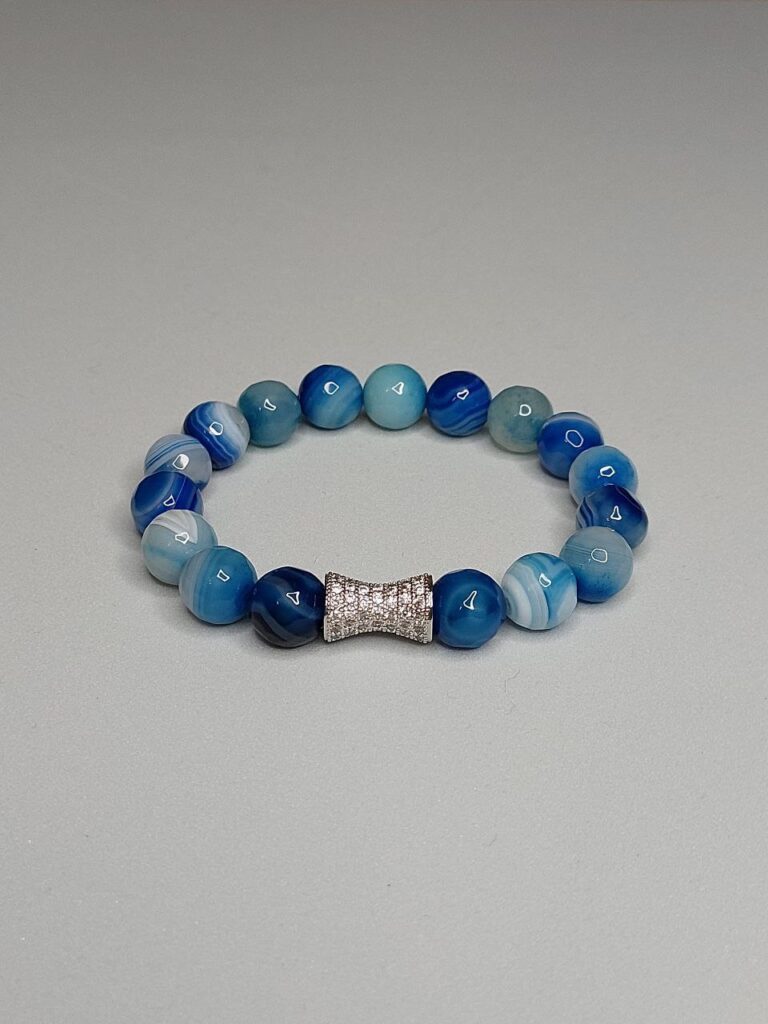 Браслет з гранованого синього агата