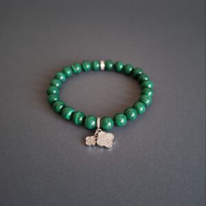 Браслет з малахіта та фурнітури MILANO LUX "Зелена конюшина"