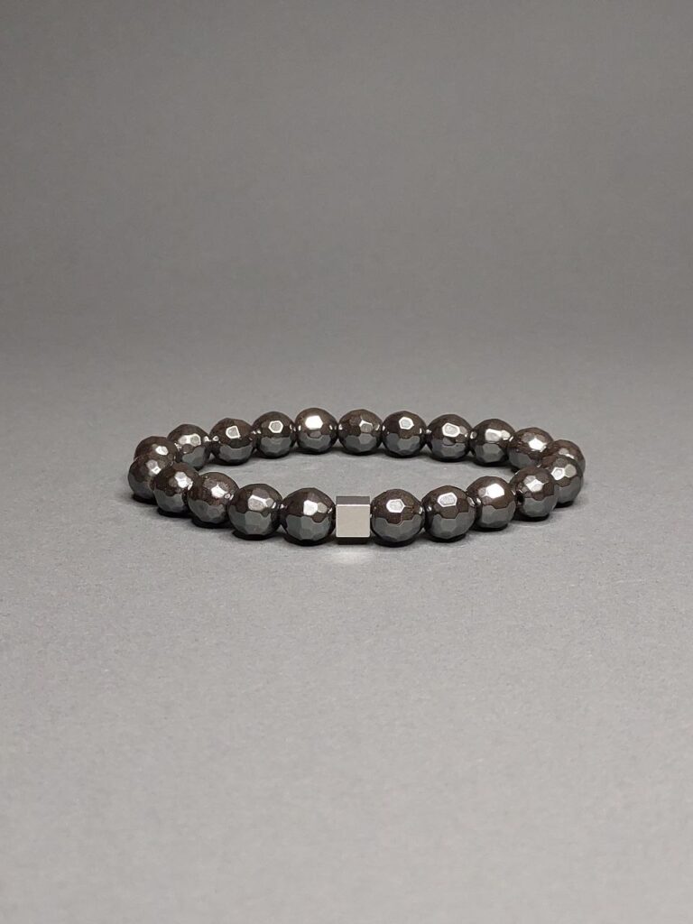 Браслет з натурального гранованого гематиту