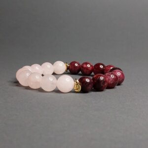 Браслет з рожевого кварцу, турмаліну та фурнитури MILANO LUX