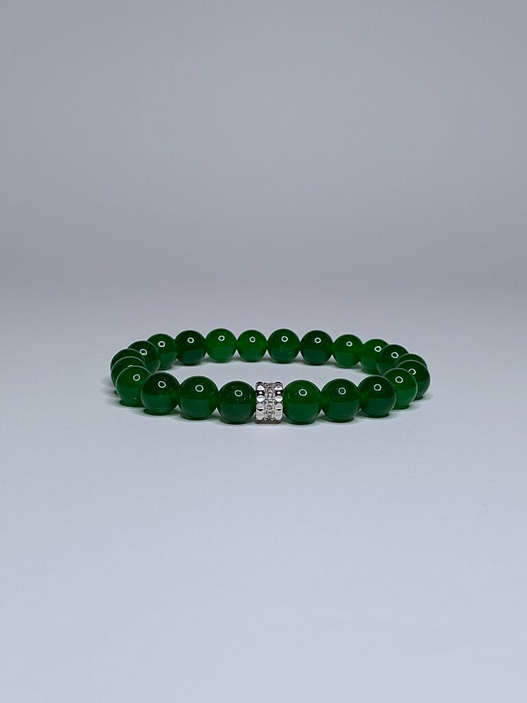 Браслет з натурального хризопразу та фурнітури MILANO LUX