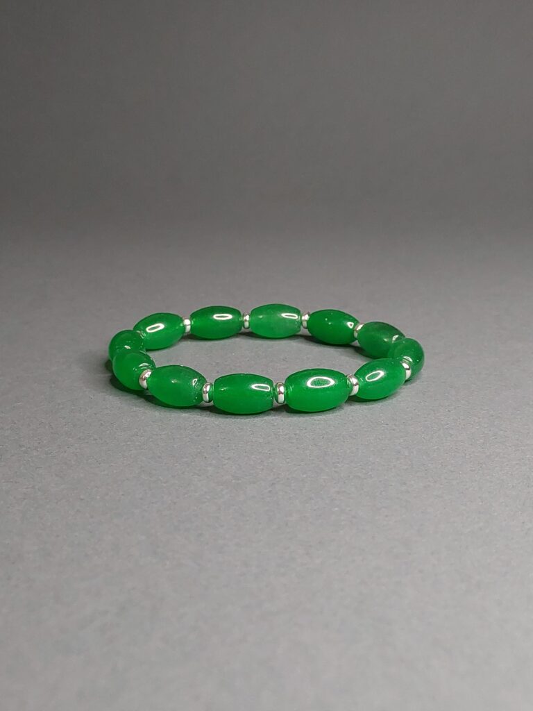 Браслет з натурального хризопразу та гематиту