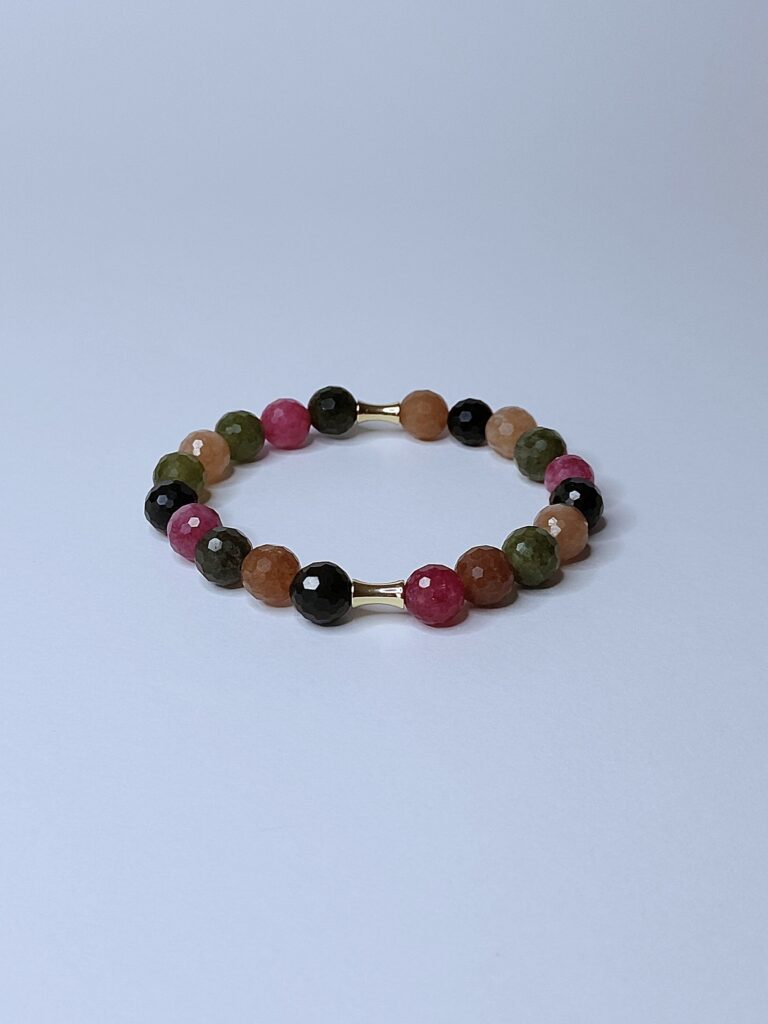 Браслет з натурального кольорового турмаліну та фурнитури MILANO LUX