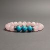 Браслет з рожевого кварца та бірюзи