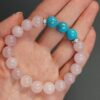 Браслет з рожевого кварца та бірюзи