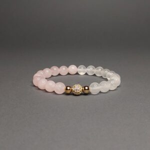 Браслет з рожевого кварца та селеніту