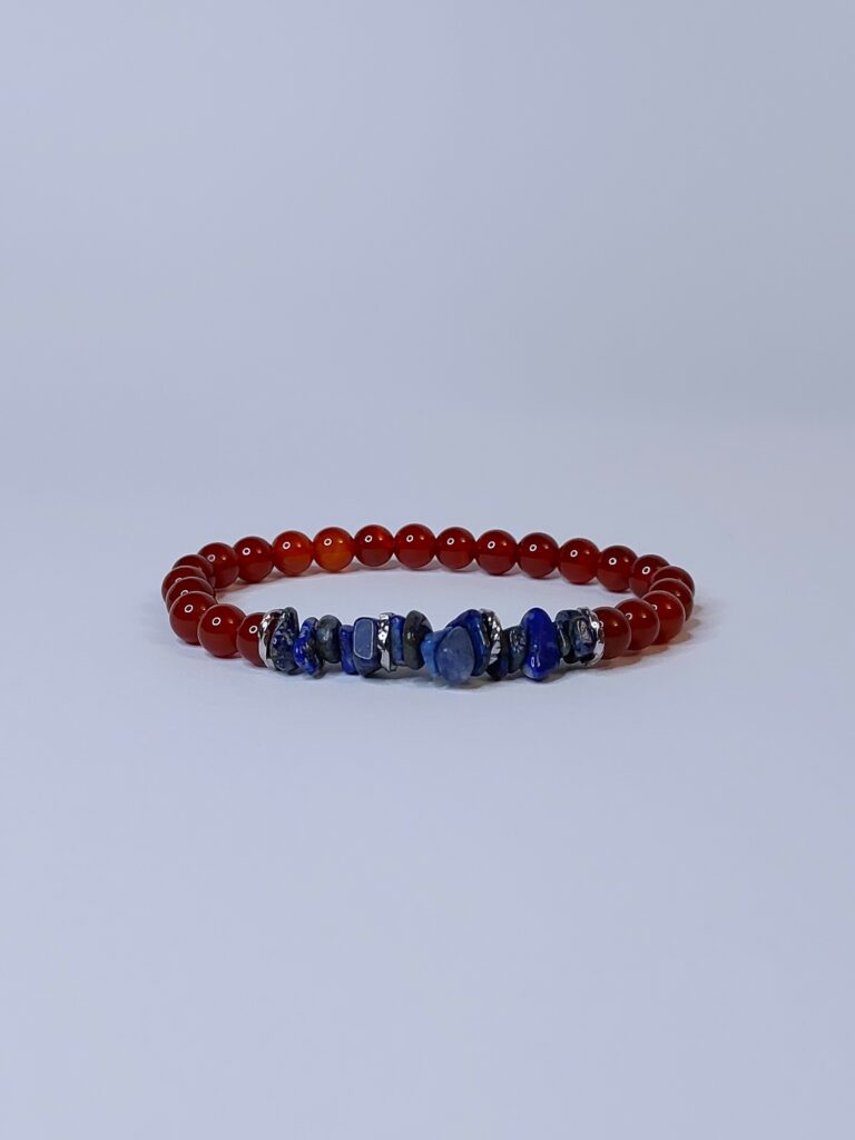 Браслет з сердоліку та крошки лазуриту