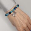 Браслет з синього агату вени дракона та бірюзи