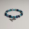 Браслет з синього агату вени дракона та бірюзи