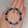Браслет з синього агату вени дракона та бірюзи