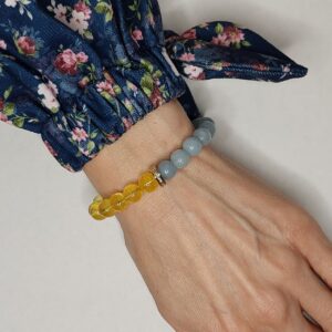 Браслет з цитрину та аквамарину