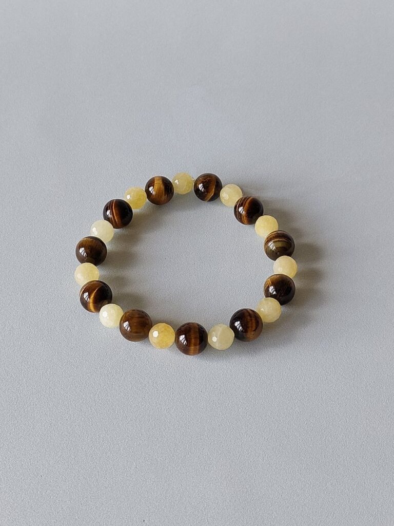 Браслет з цитрину та тигрового ока
