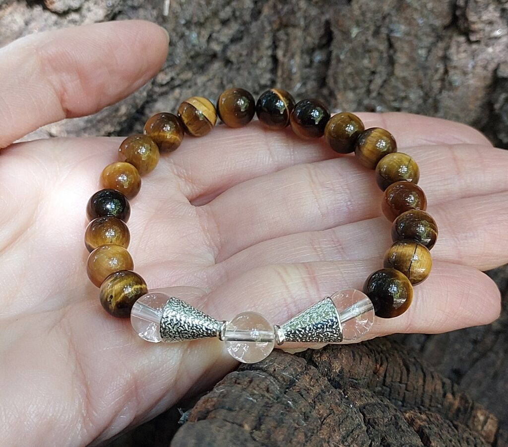 Браслет з тигрового ока та гірського кришталю