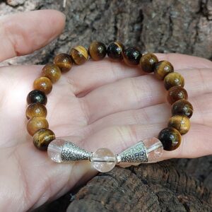 Браслет з тигрового ока та гірського кришталю