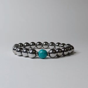 Браслет зі срібного гематиту та бірюзи