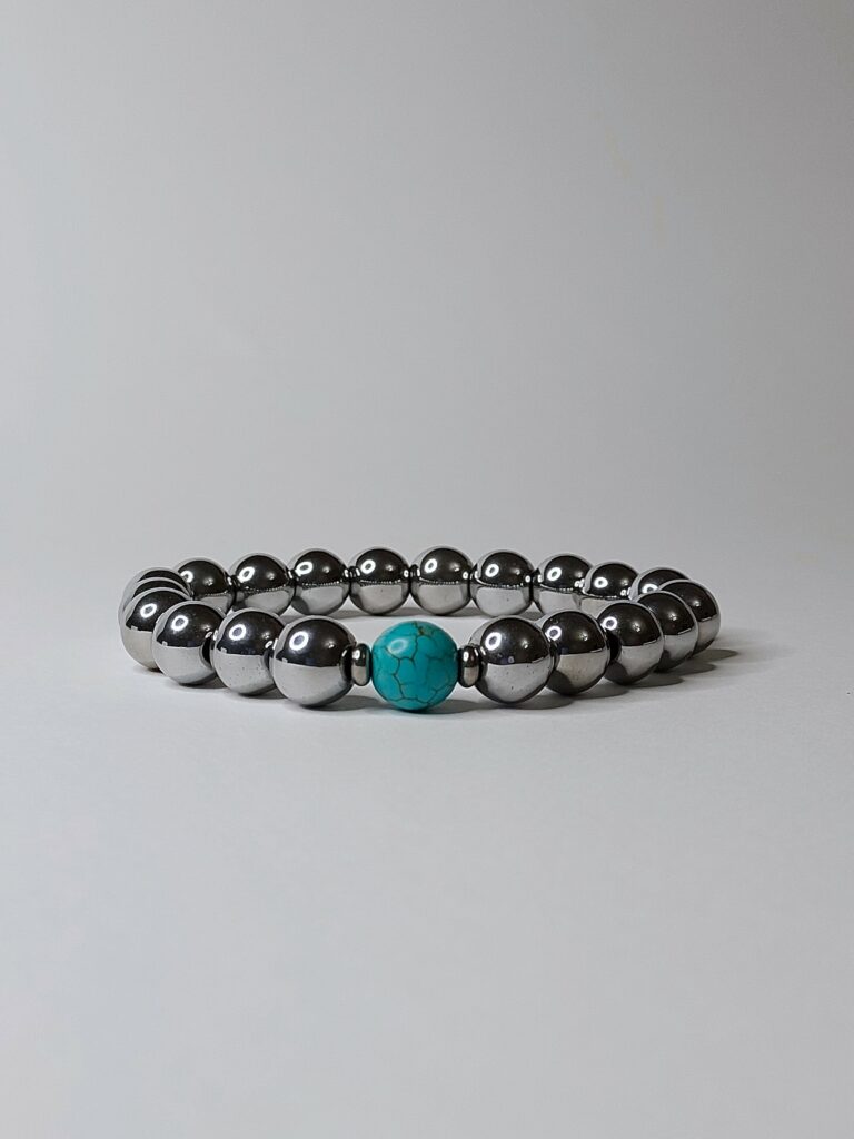 Браслет зі срібного гематиту та бірюзи