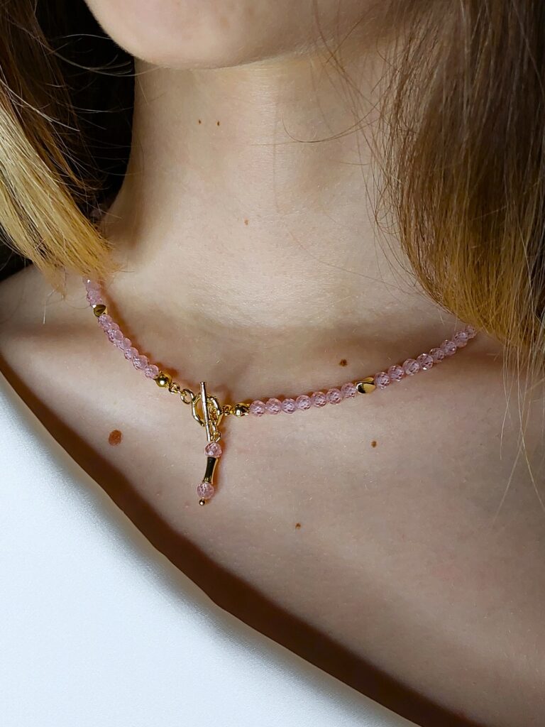 Чокер з рожевого цирконію та фурнітури MILANO LUX