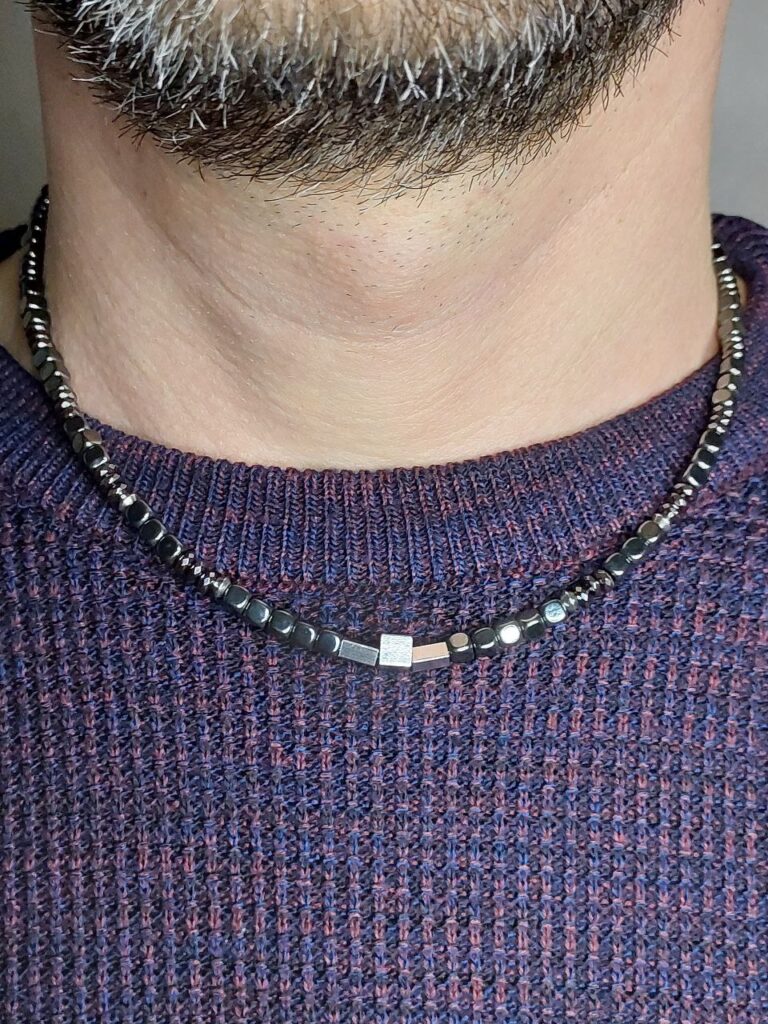 Чоловічий чокер із чорного гематиту