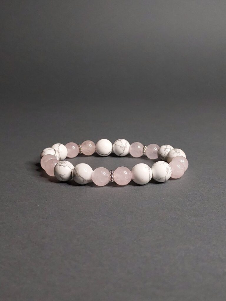 Браслет із кахолонгу та рожевого кварцу