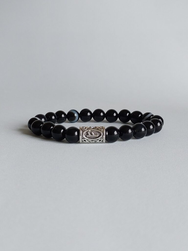 Рунний браслет з агату та руни Феху “Фінансовий браслет”