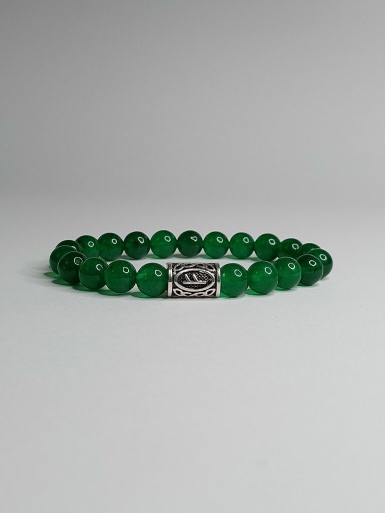 Рунний браслет з хризопразу та руни Феху “Грошовий браслет”