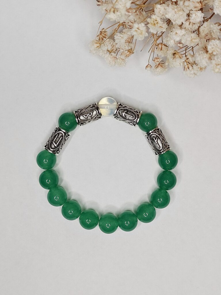 Рунний браслет з нефриту та рунної формули “Сильний імунітет”
