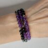 Сет браслетів із чорного агату, аметиста та гематиту