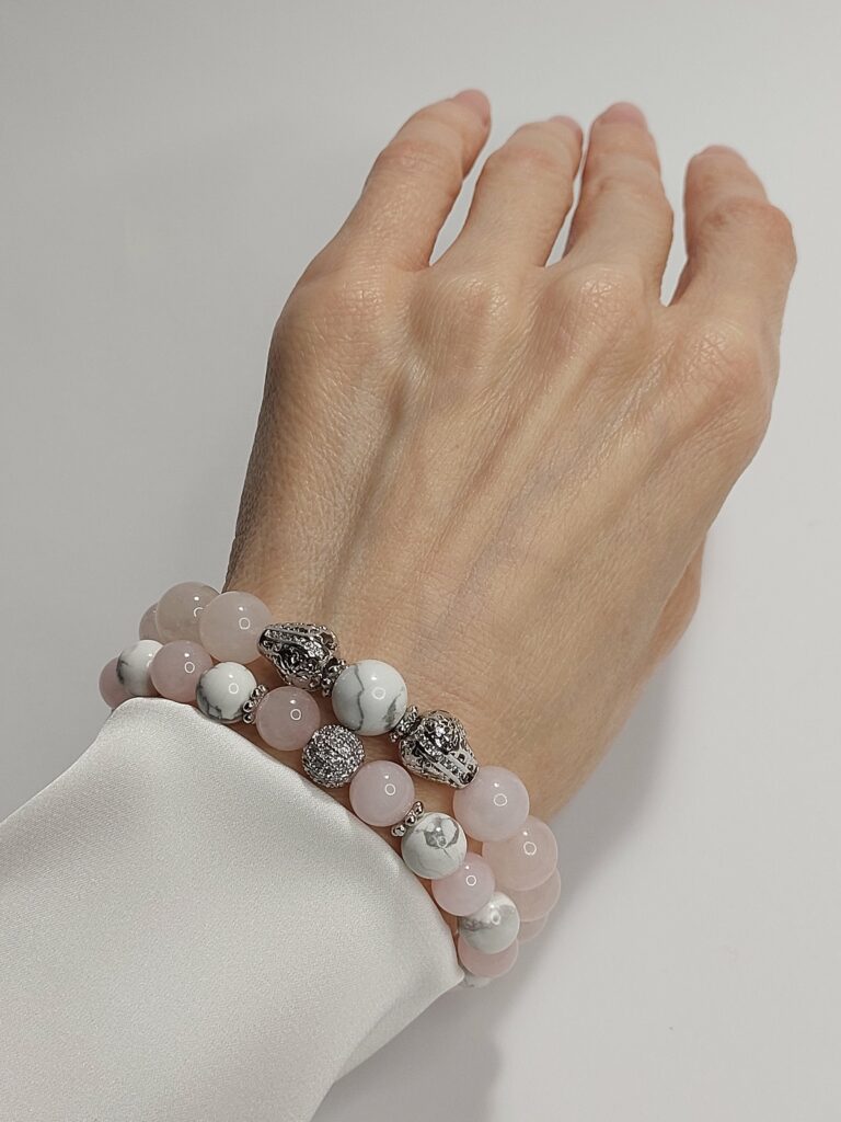 Сет браслетів із рожевого кварцу “Рожева пристрасть”