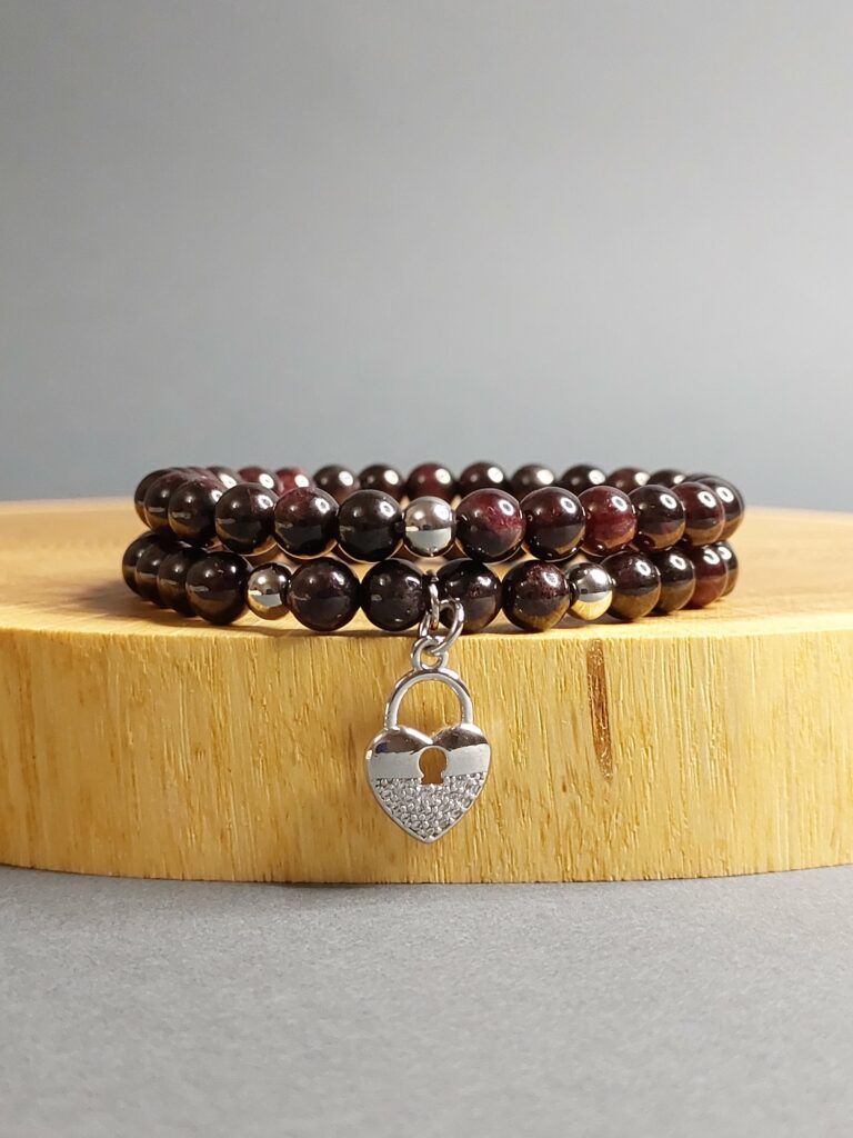 Сет браслетів з натурального гранату та фурнітури MILANO LUX