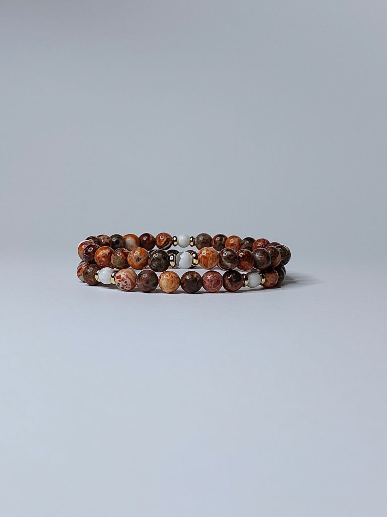 Сет браслетів з океанічної яшми та кахолонгу