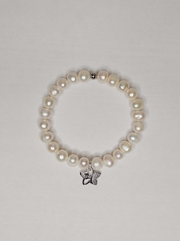 Жіночий браслет з перлин та кулону Квітка